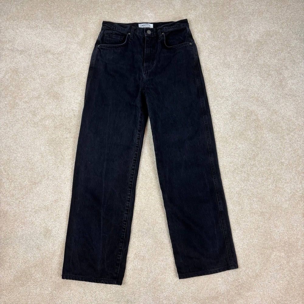 Reformation Val 90s Mid Rise Straight Jeans Black Organic Cotton Size 26